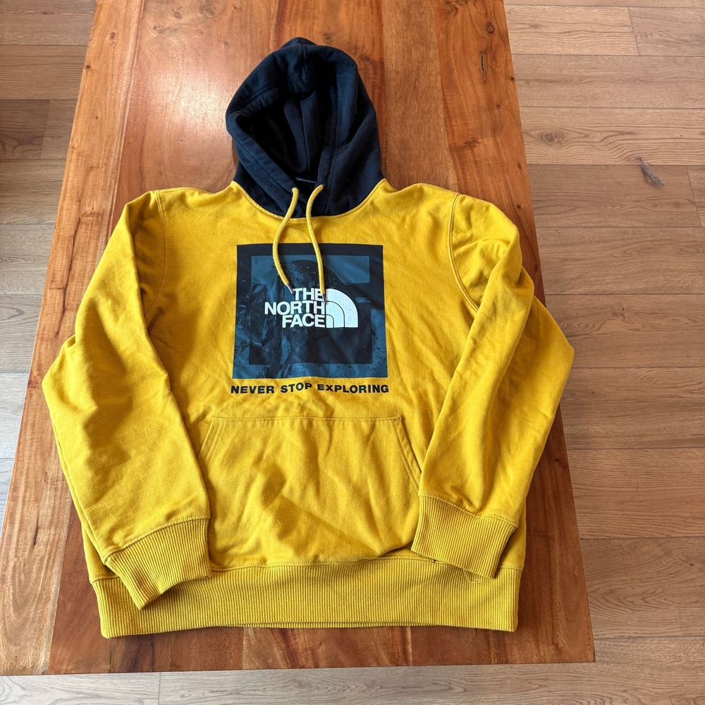 The North Face Men's Mustard/Black "Never Stop Exploring"‎ Hoodie Size L